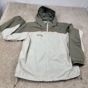 Columbia Sportswear Company Mens XL Full Zip Hooded Jacket Khaki Olive Orange